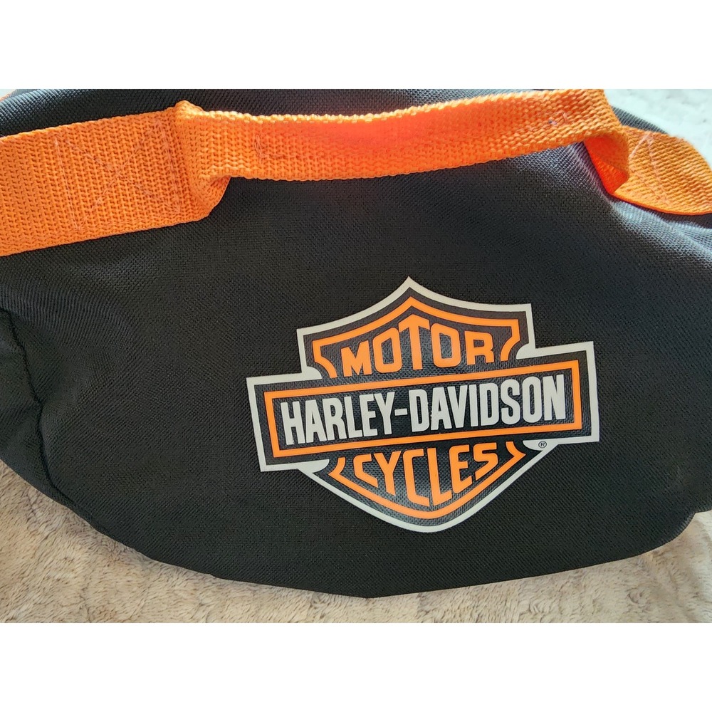 Harley-Davidson Black Orange Canvas Duffel Backpack Convertible Gear Bag